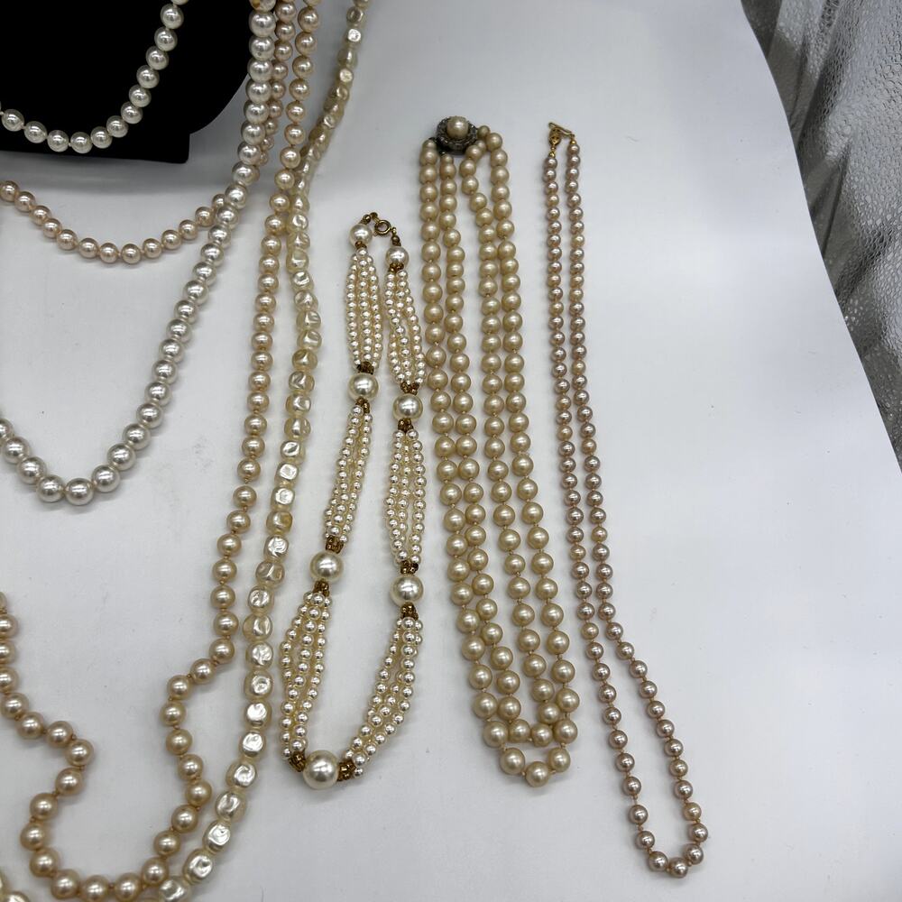 Vintage Faux Pearl Necklace Lot Bundle 50's 60's Retro Costume Jewelry VTG - Picture 3 of 12